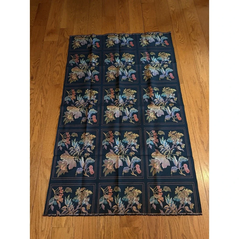 Vintage Tapestry Upholstery Fabric Black Floral Jacquard Panels 35x56